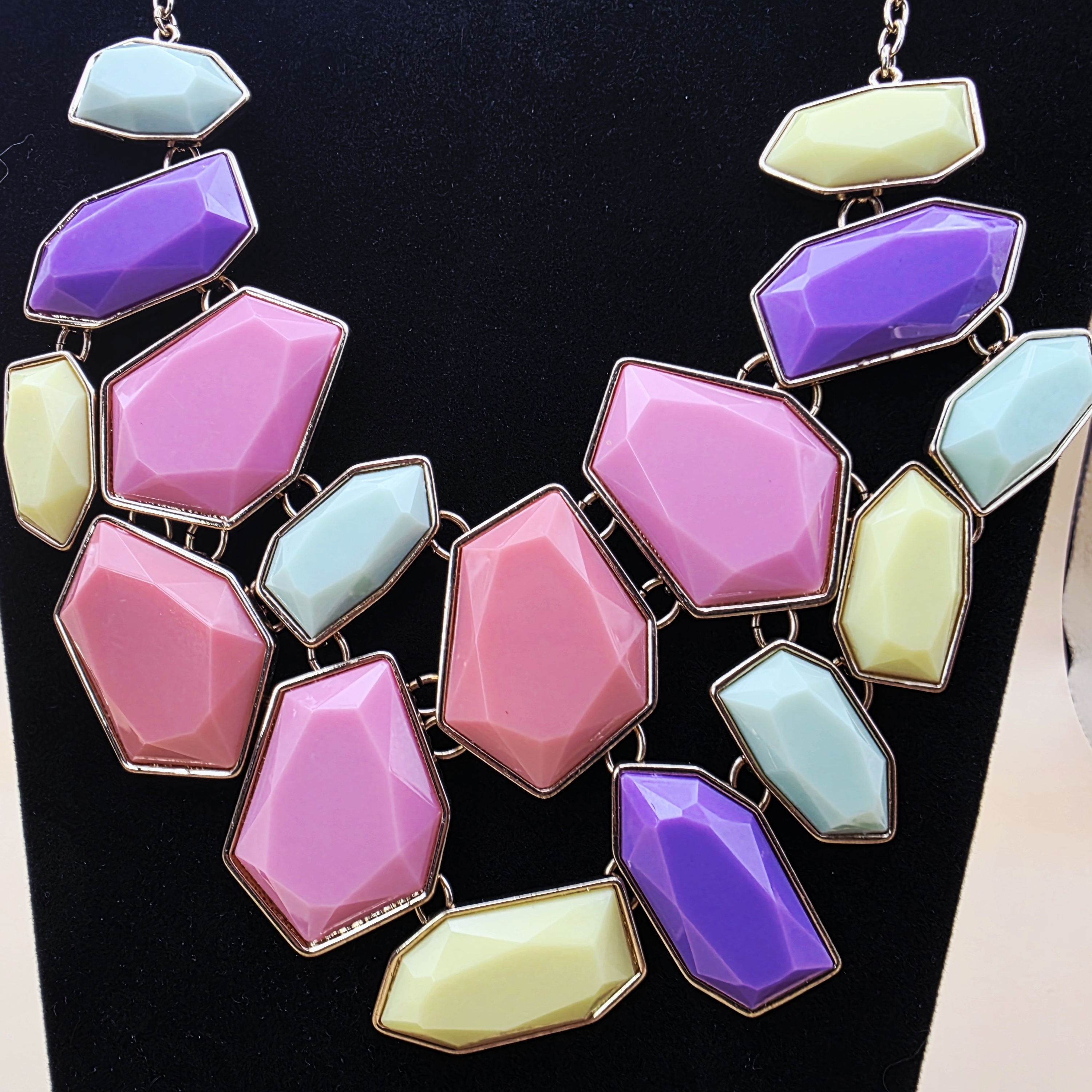 Mark. By Avon Pastel Statement Bib Necklace | Pink, Lavender, Mint & Yellow
